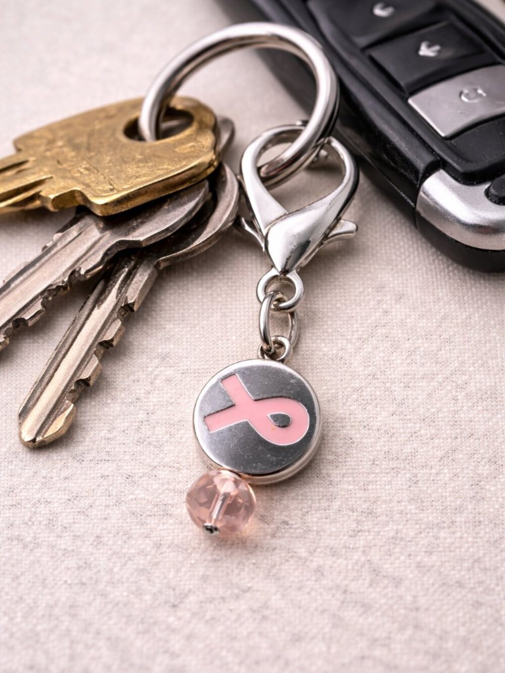 Pink Ribbon Awareness Purse Charm Keychain